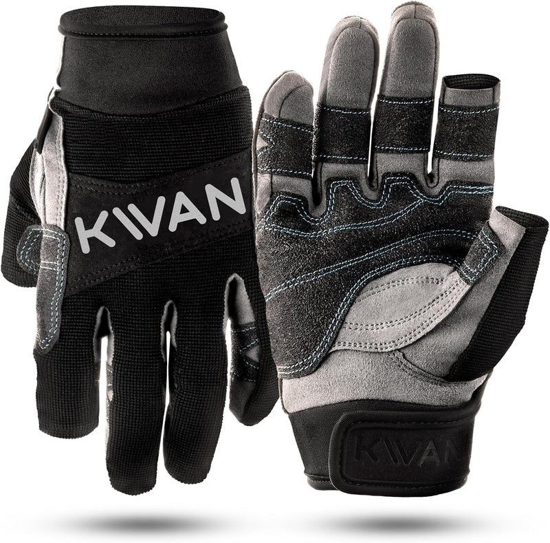 KWAN 3-Finger Sailing Gloves for Boating, Kayaking, Paddling and Water Skiing, Two-Finger Cut Design, Triple-Layer Reinforcement, Elastic and Comfortable Fit Suitable for Men, Women and Teenagers - Image 1